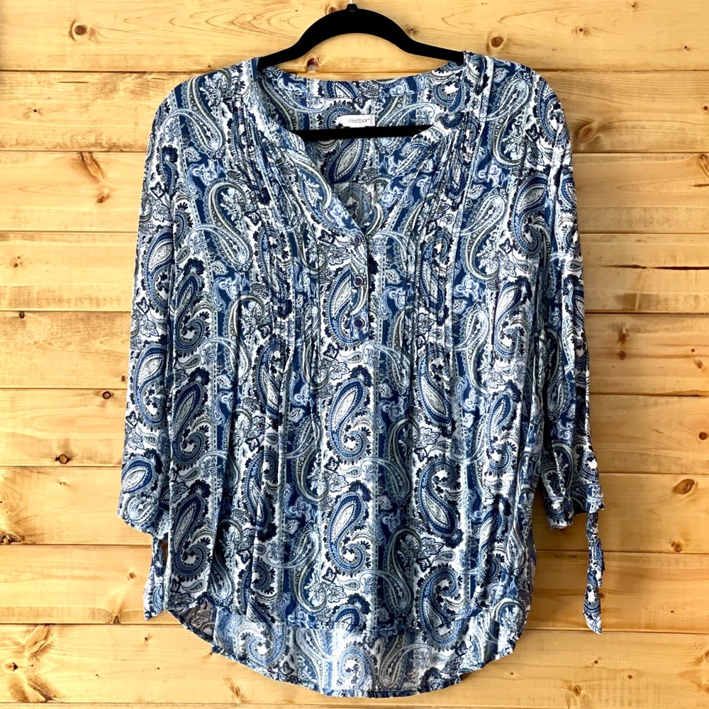 Westport Blue & Green Paisley Top XL